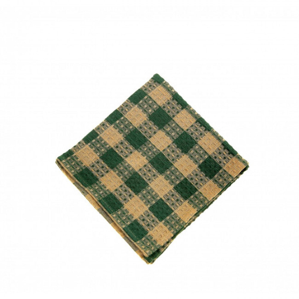 Green Check-Honey Comb Weave Dishcloth