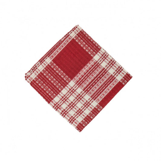 Stone Red Plaid- Honey Comb Weave Dishcloth