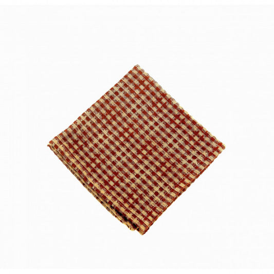 Star Basket Burgundy Check - Honey Comb Weave Dishcloth