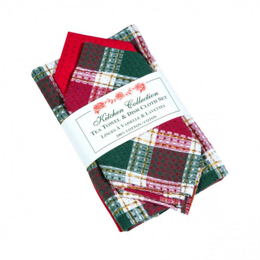 Santa Clara Check 2 Dish Cloths And 2 Tea Towel Set