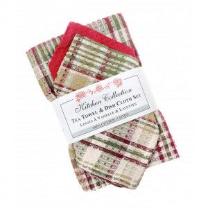 Rosemary Check 2 Dish Cloths And 2 Tea Towel Set