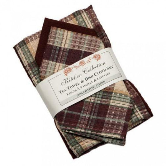 Alaska Check 2 Dish Cloths And 2 Tea Towel Set