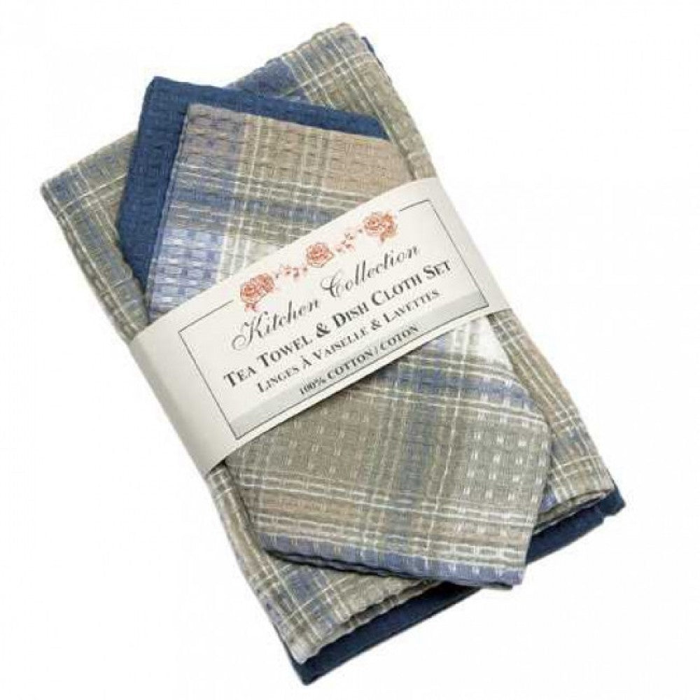 Montari Check 2 Dish Cloths And 2 Tea Towel Set