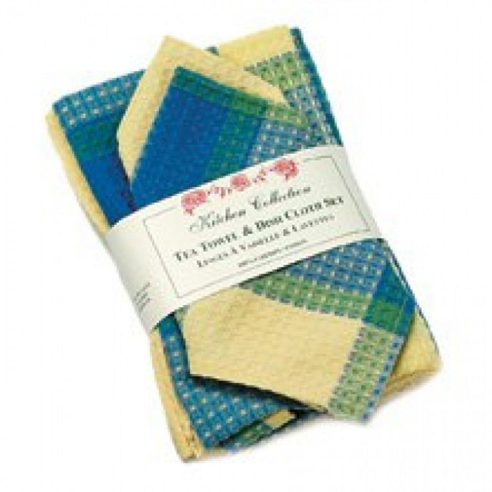 Provence Check 2 Dish Cloths And 2 Tea Towel Set