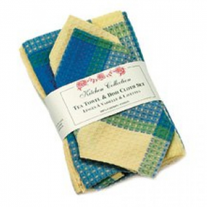 Provence Check 2 Dish Cloths And 2 Tea Towel Set