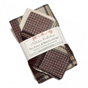 Sherwood Burgundy Check Pattern 2 Dish Cloths And 2 Tea Towel Set