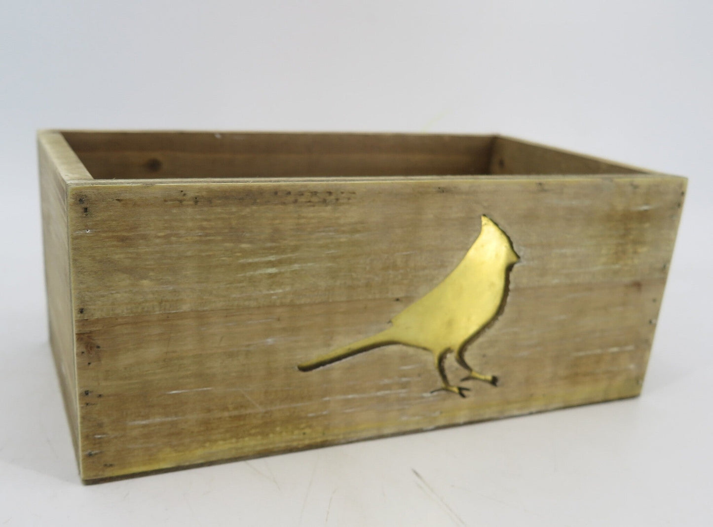 Brown Wood With Gold Bird Pattern Box