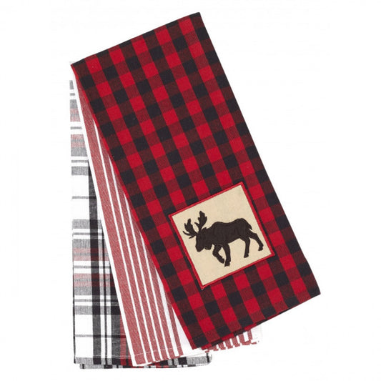 Set Of 3 Buffalo Checks;Stripes And Checked Patterned Tea Towels