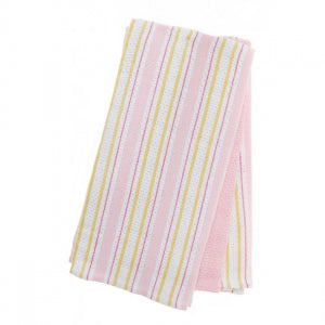 Set Of 3 Pink Stripes And Solids Pattern Tea Towels