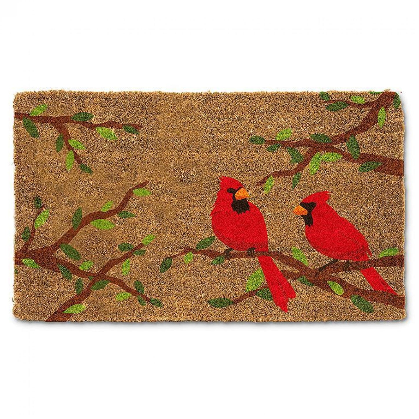 Cardinal Pair In A Branch Doormat