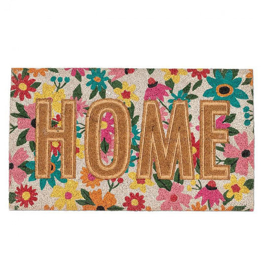 Home On Floral Print Doormat