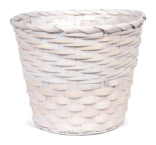 Whitewashed Two Weave Basket Shaped Planter