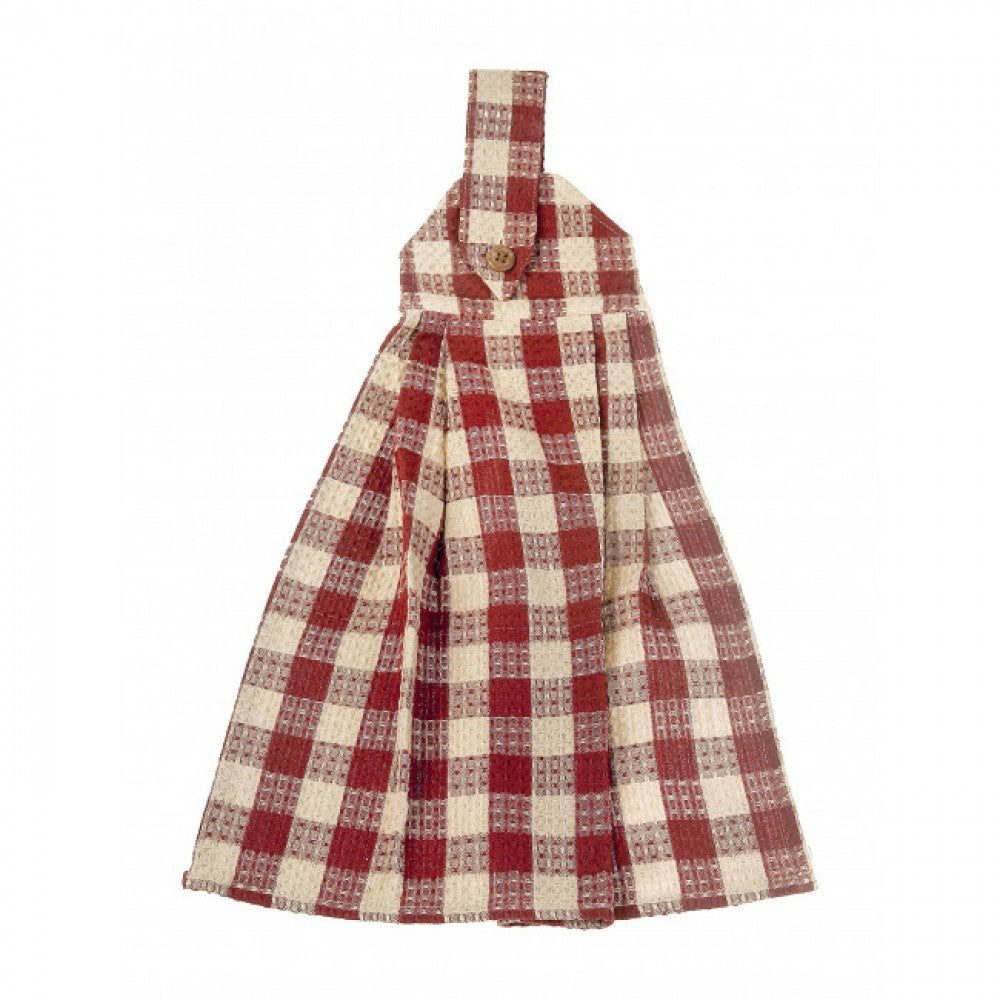 Burgundy Check Pattern Hanging Tea Towel