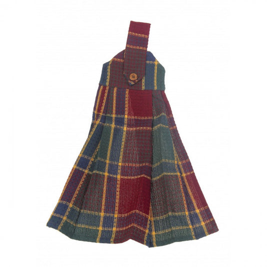 Festive Jewel Tones Check Pattern Hanging Tea Towel