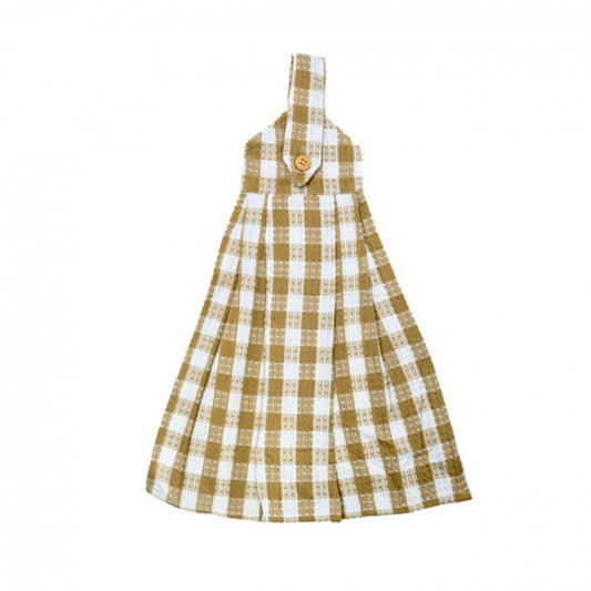 Toro Beige Check Pattern Hanging Tea Towel