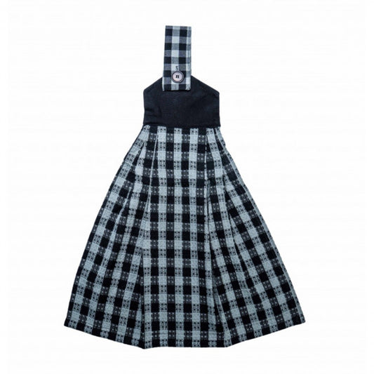 Buffalo Check Gray Plaid Pattern Hanging Tea Towel