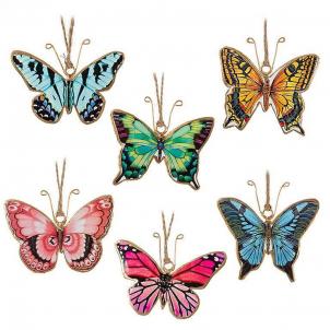 Set Of 6 Assorted Colorful Butterflies Ornaments