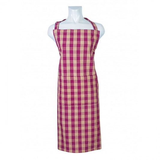 Burgundy Check Pattern Apron