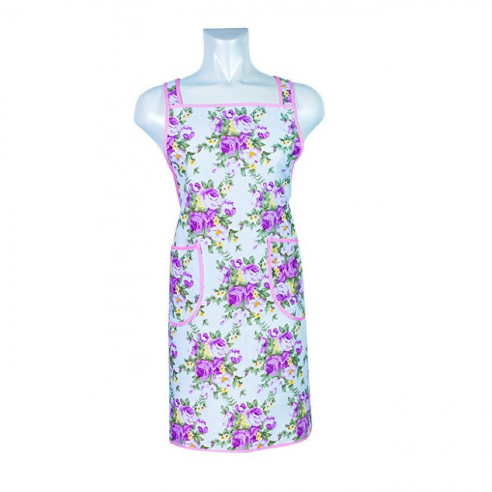 Purple Florals Print Apron