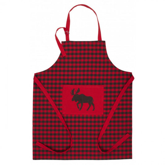 Buffalo Red Plaid With Moose Apron