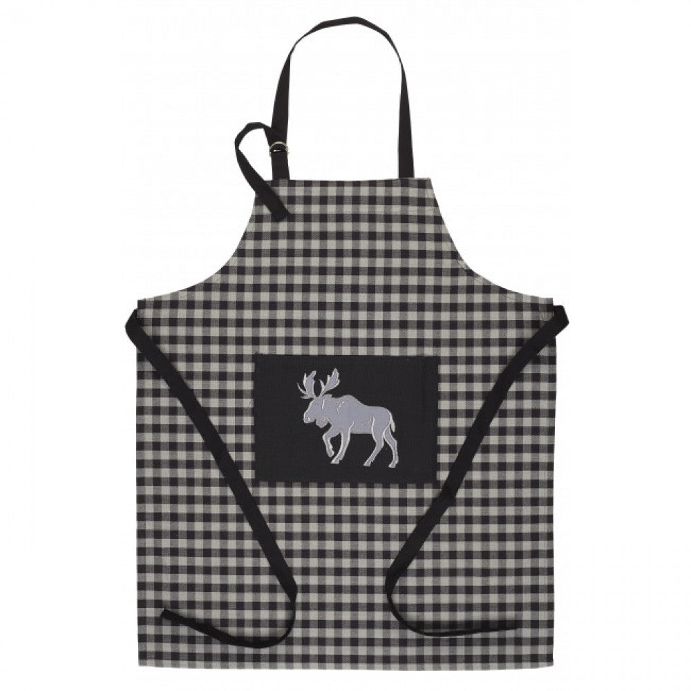 Buffalo Grey Plaid With Moose Apron