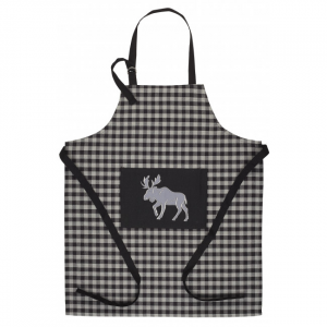 Buffalo Grey Plaid With Moose Apron