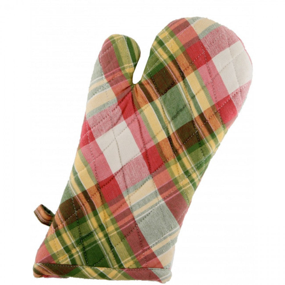 Set Of 2 Summer Blush Check Pattern Oven Mitts