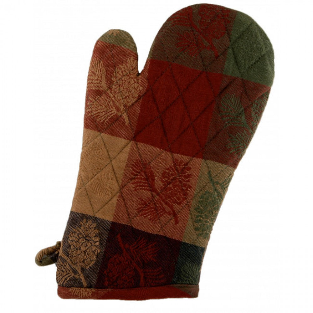 Set Of 2 Pinecone Pattern Oven Mitts