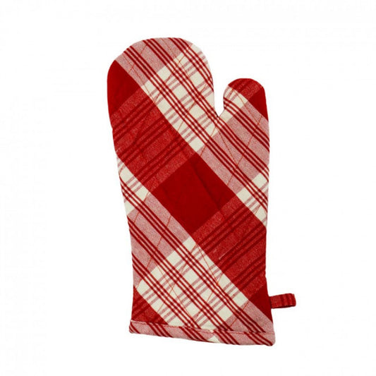 Set Of 2 Stone Red Plaid Pattern Oven Mitts