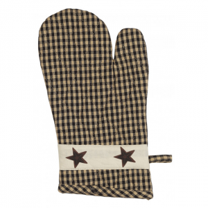 Set Of 2 Black Check With Stars Oven Mitts