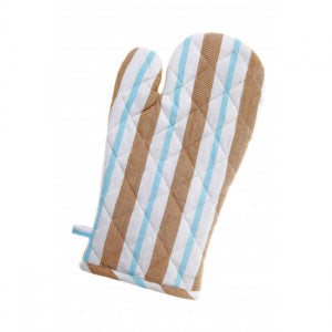 Set Of 2 Stone Blue Stripes Oven Mitts