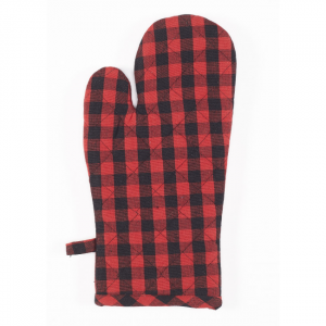 Set Of 2 Red And Black Buffalo Check Oven Mitts