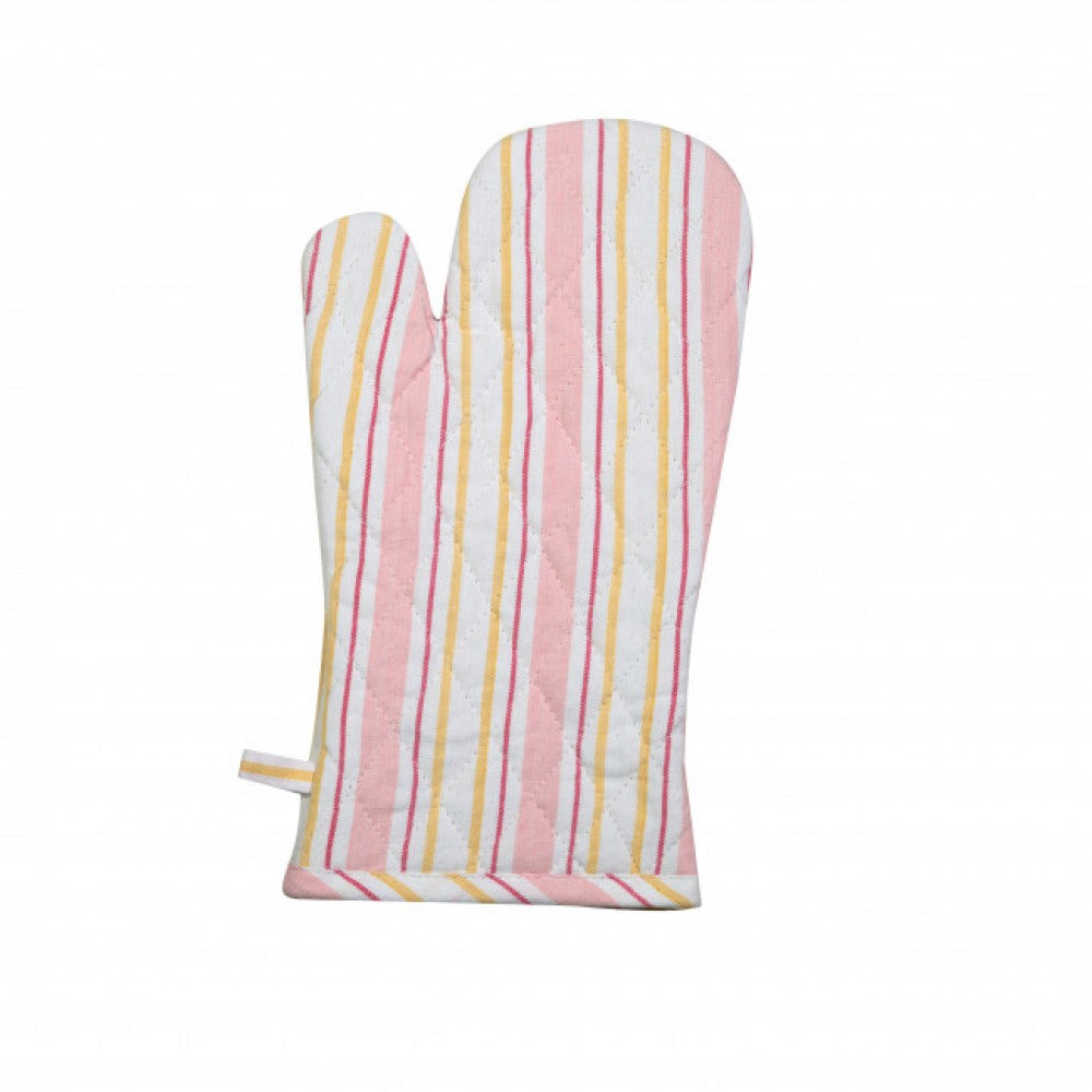 Set Of 2 Pink Stripes Pattern Oven Mitts