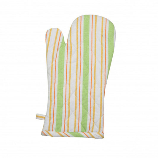 Set Of 2 Green Stripes Oven Mitts