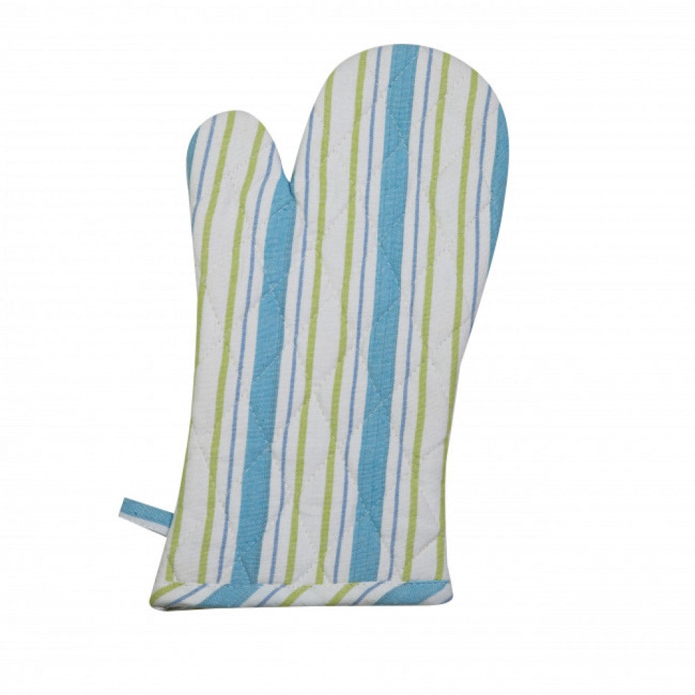 Set Of 2 Blue Stripe Pattern Oven Mitts