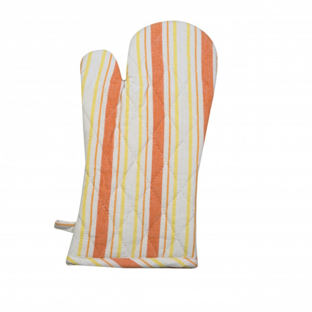 Set Of 2 Orange Stripes Pattern Oven Mitts