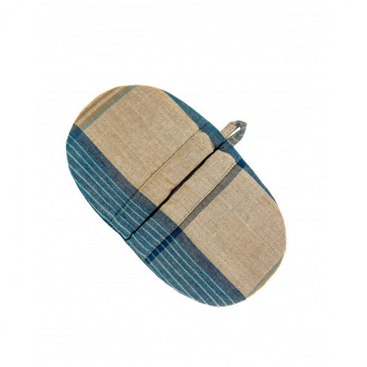 Set Of 2 Sand Blue Check Pattern Microwave Oven Mitts