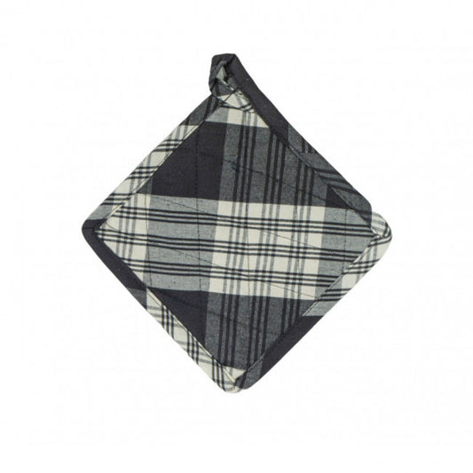 Set Of 2 Stone Grey Plaid Pot Holder