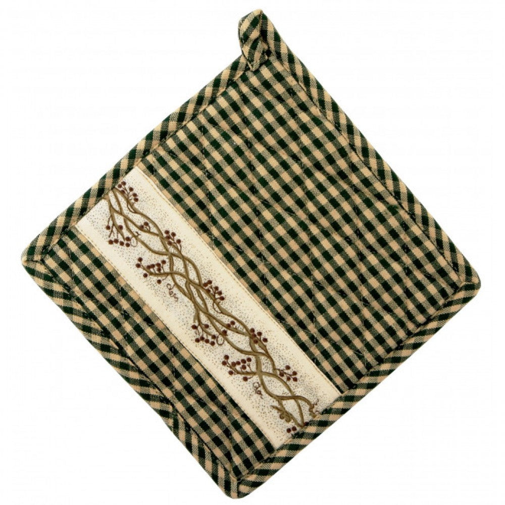 Set Of 2 Berryvine Green Check Pattern Pot Holder