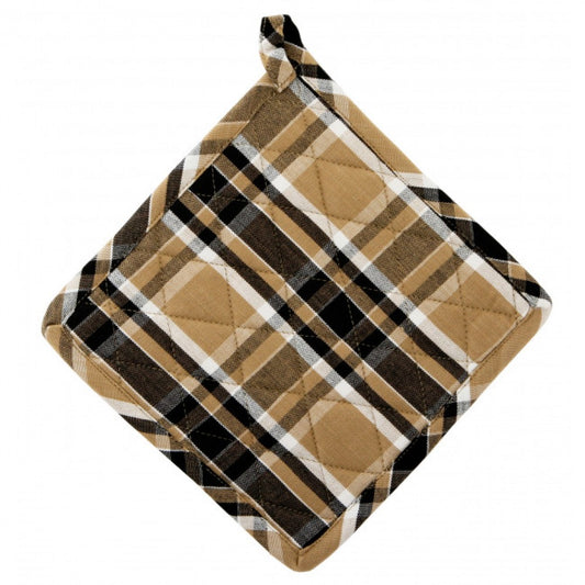 Set Of 2 Black Haze Check Pattern Pot Holder