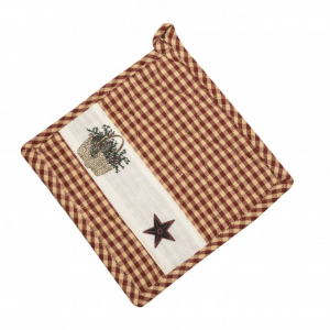 Set Of 2 Checks With Basket And Star Trim Pot Holder