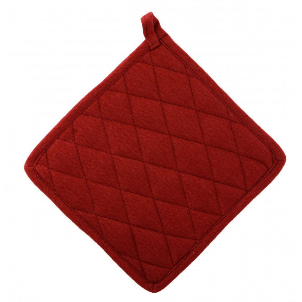 Set Of 2 Burgundy With Diamond Pattern Pot Holder