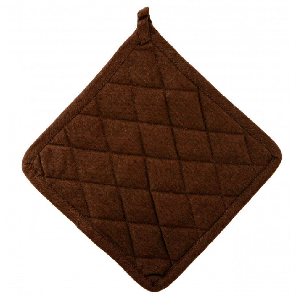 Set Of 2 Chocolate Brown With Diamond Pattern Pot Holder