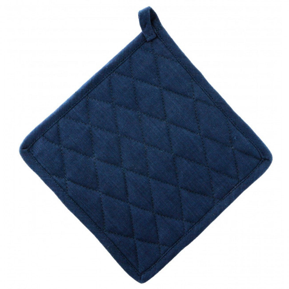 Set Of 2 Navy Blue With Diamond Pattern Pot Holder