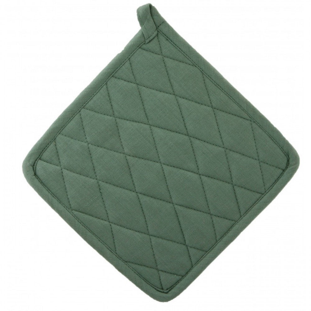 Set Of 2 Olive Green With Diamond Pattern Pot Holder