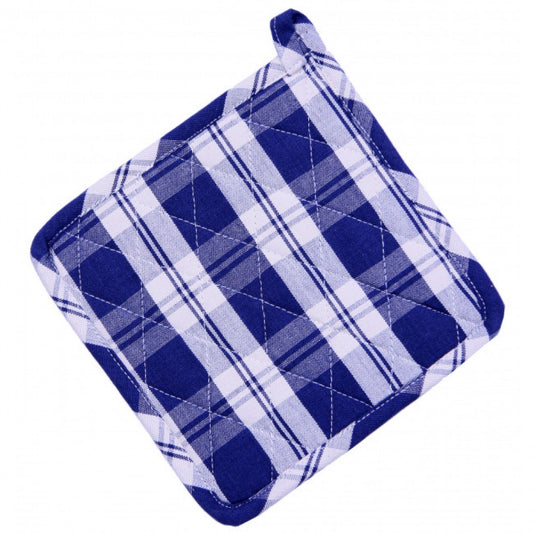 Set Of 2 Navy Blue Check Pattern Pot Holder