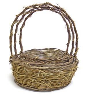 Set Of 3 Long Handled Vine Baskets