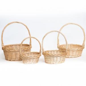 Set Of 4 Long Handled Willow Baskets