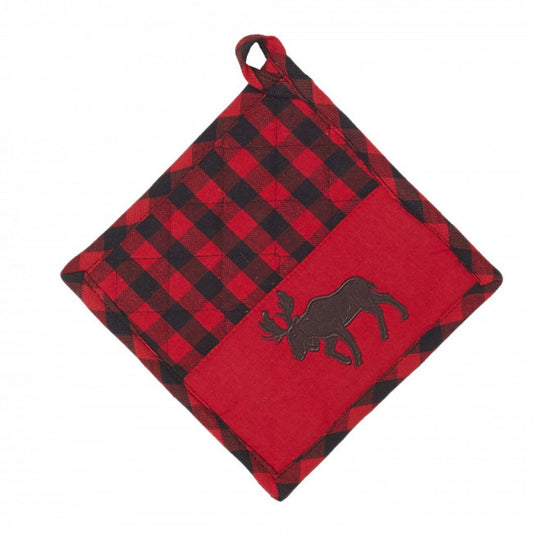 Set Of 2 Buffalo Red Plaid With Moose Pot Holder