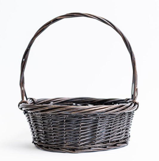 Matte Brown Long Handled Willow Basket